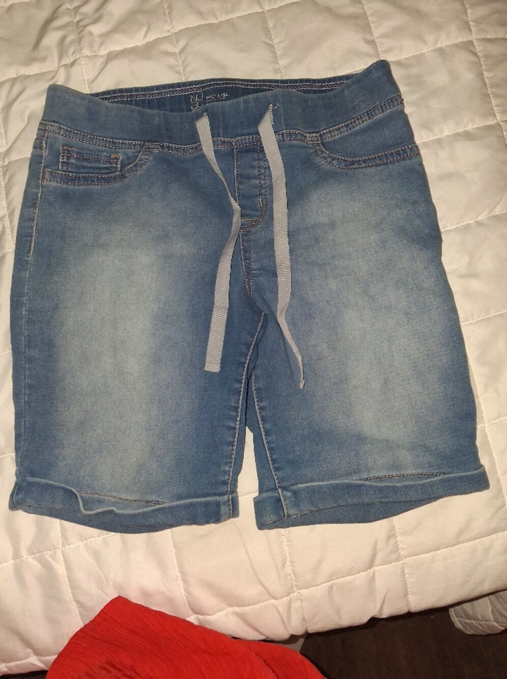 No Boundaries Light Blue Denim Drawstring Jean Shorts
